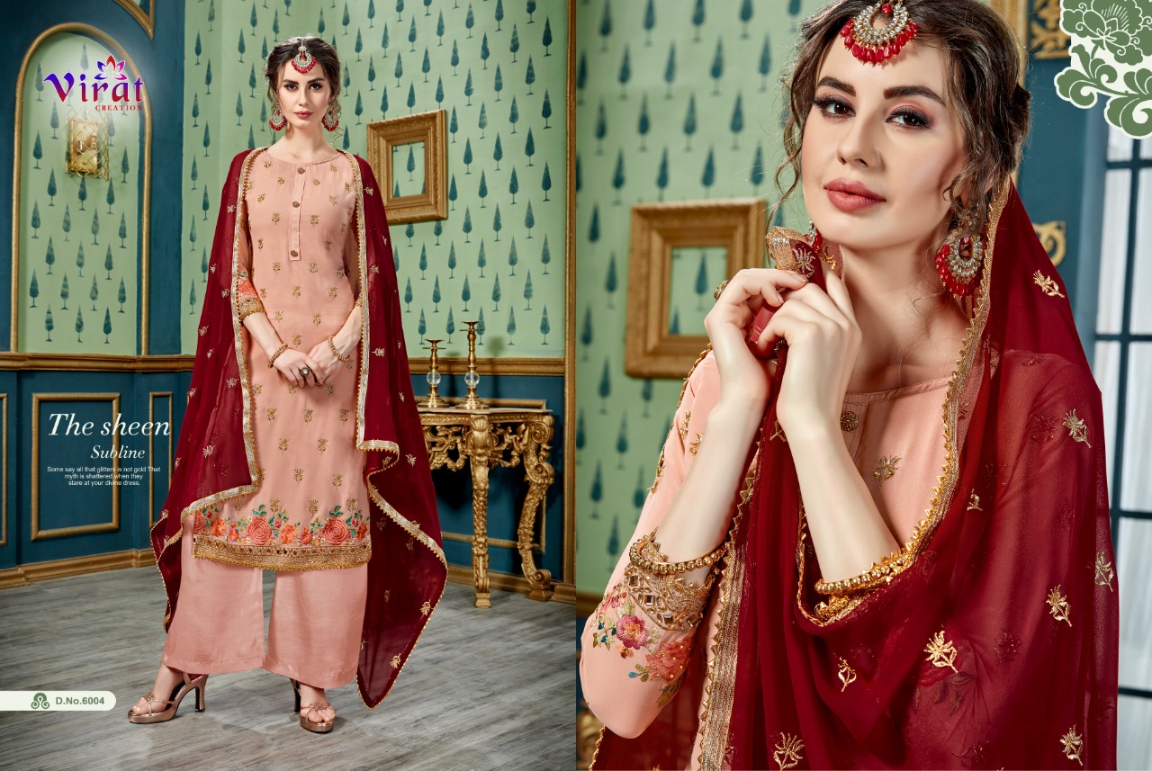 Maira Vol-6 By Virat Creation 6001 To 6005 Series Designer Anarkali Collection Beautiful Stylish Fancy Colorful Party Wear & Occasional Wear Faux Georgette Embroidered Dresses At Wholesale Price