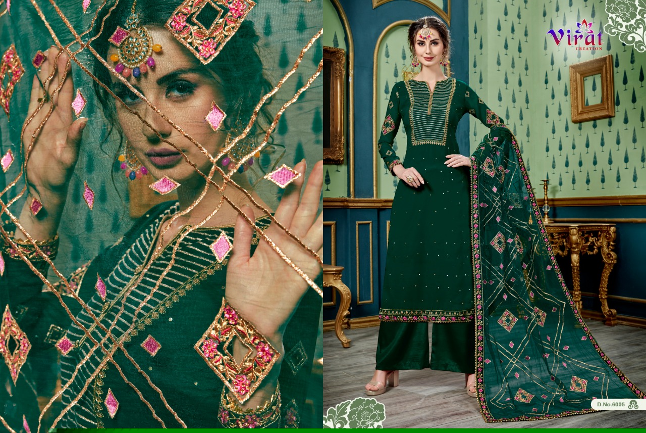 Maira Vol-6 By Virat Creation 6001 To 6005 Series Designer Anarkali Collection Beautiful Stylish Fancy Colorful Party Wear & Occasional Wear Faux Georgette Embroidered Dresses At Wholesale Price