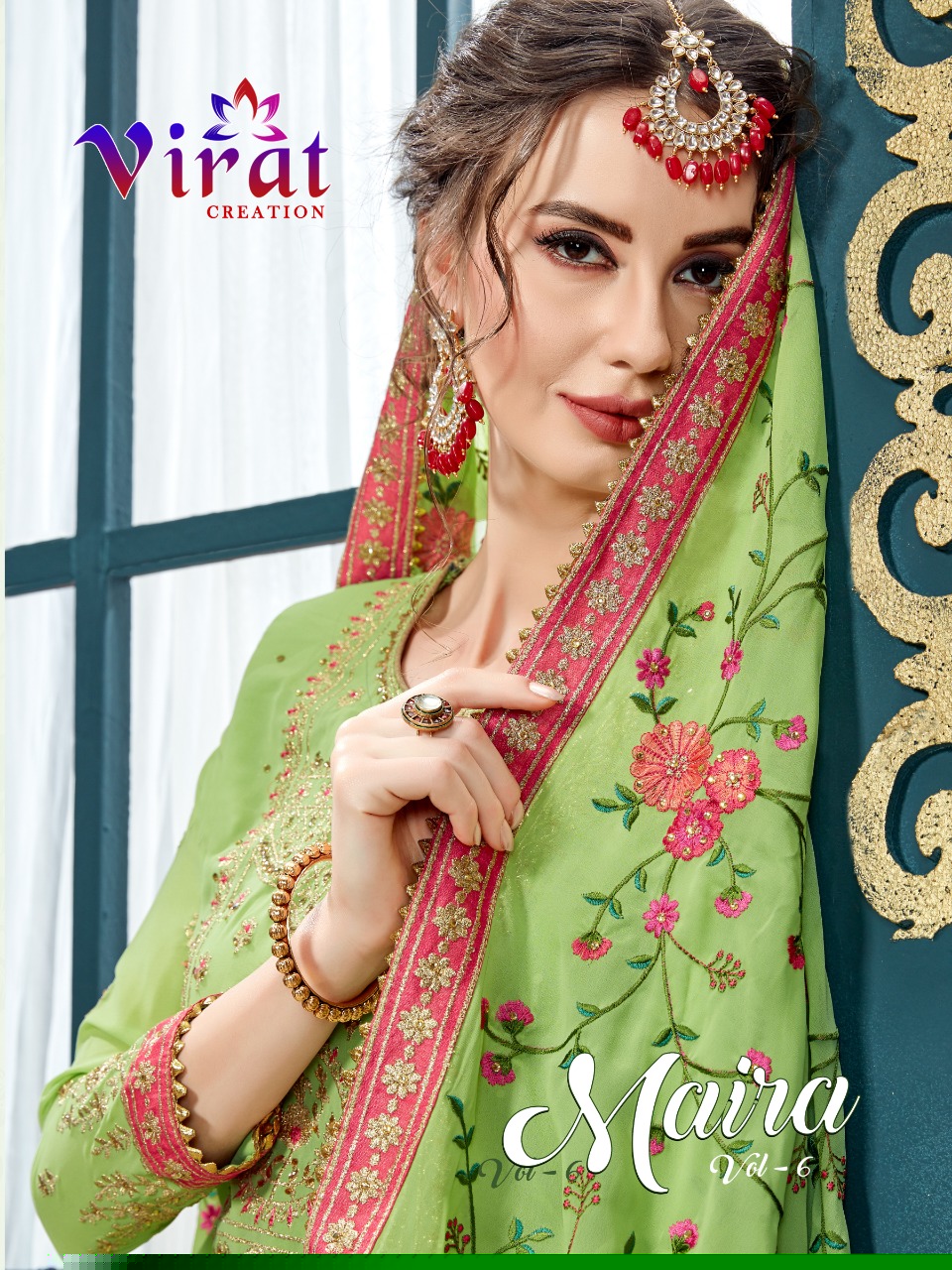 Maira Vol-6 By Virat Creation 6001 To 6005 Series Designer Anarkali Collection Beautiful Stylish Fancy Colorful Party Wear & Occasional Wear Faux Georgette Embroidered Dresses At Wholesale Price
