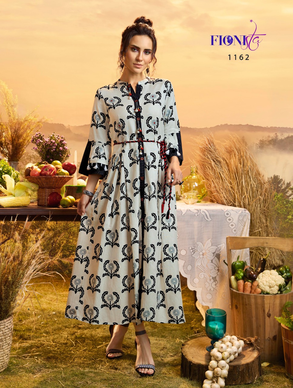 Maisie By Fionista 1161 To 1166 Series Beautiful Stylish Fancy Colorful Casual Wear & Ethnic Wear & Ready To Wear Cotton Base Fabric With Handwork Gown At Wholesale Price