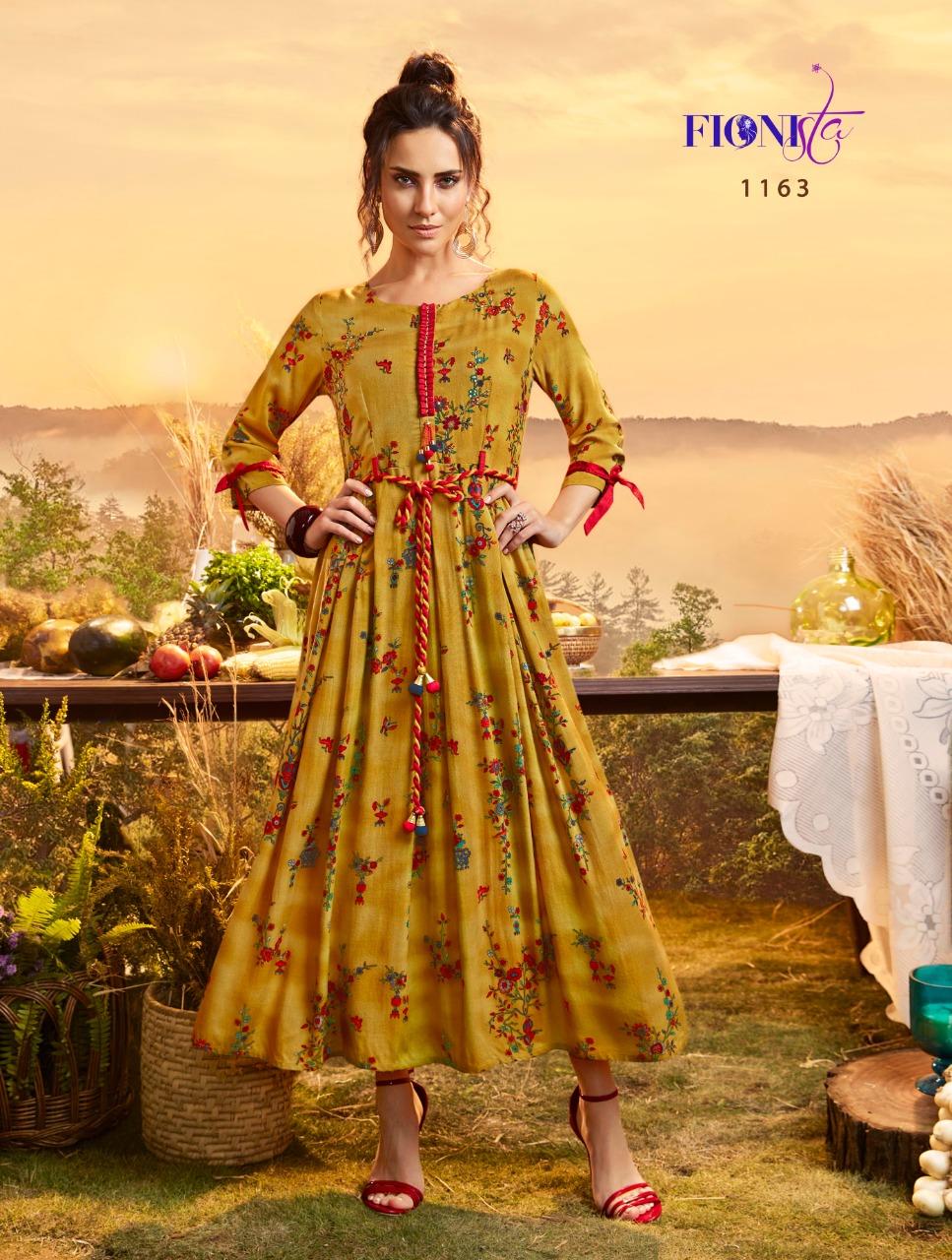 Maisie By Fionista 1161 To 1166 Series Beautiful Stylish Fancy Colorful Casual Wear & Ethnic Wear & Ready To Wear Cotton Base Fabric With Handwork Gown At Wholesale Price