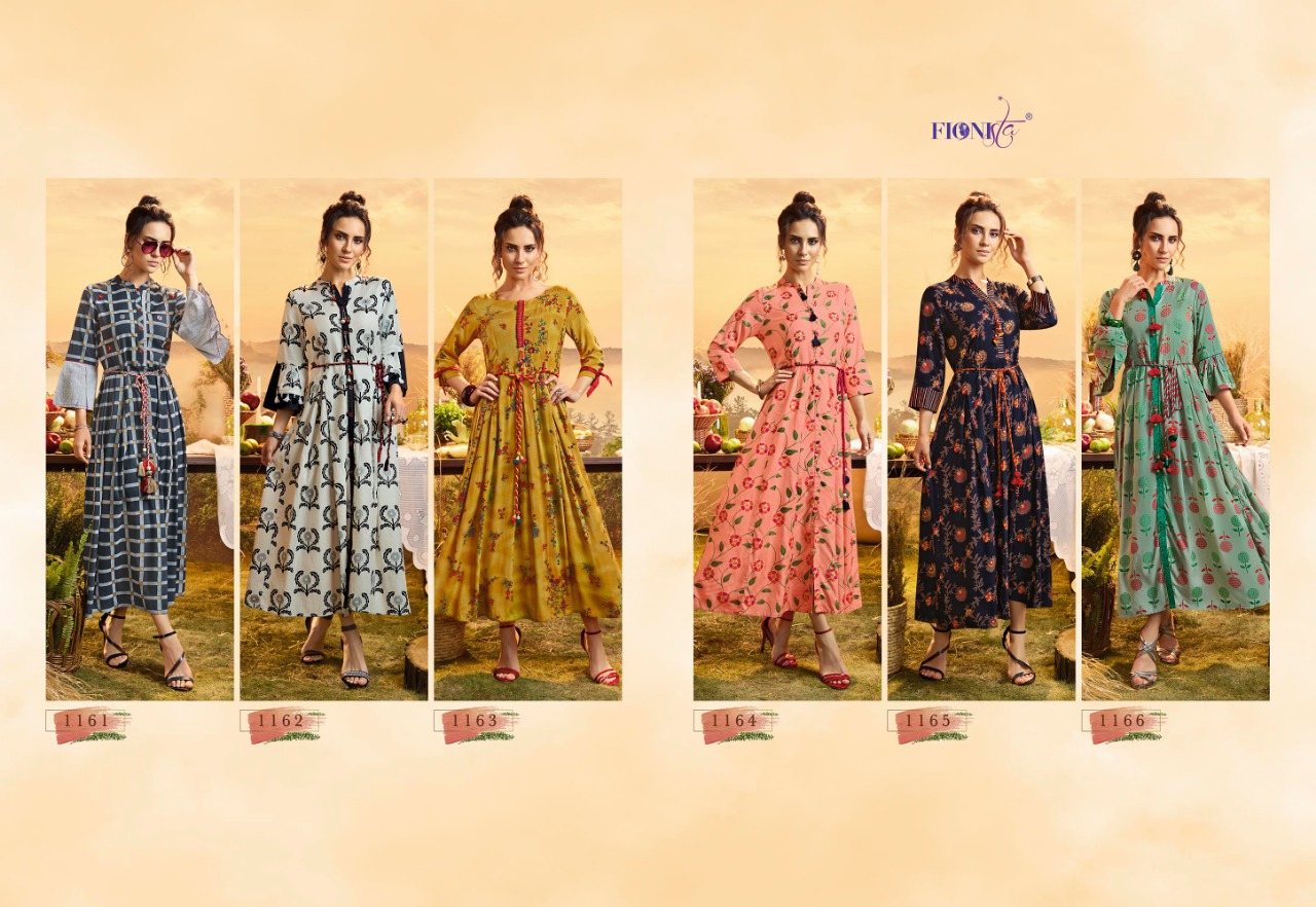 Maisie By Fionista 1161 To 1166 Series Beautiful Stylish Fancy Colorful Casual Wear & Ethnic Wear & Ready To Wear Cotton Base Fabric With Handwork Gown At Wholesale Price