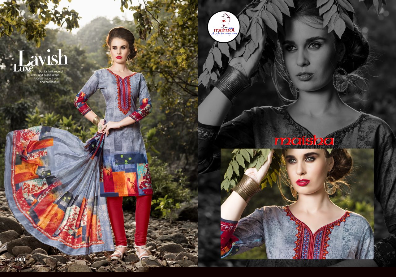 Maisha By Mamol Suits 1001 To 1012 Series Beautiful Stylish Fancy Colorful Casual Wear & Ethnic Wear Collection Pure Cambric Cotton Print Digital Embroidered Dresses At Wholesale Price