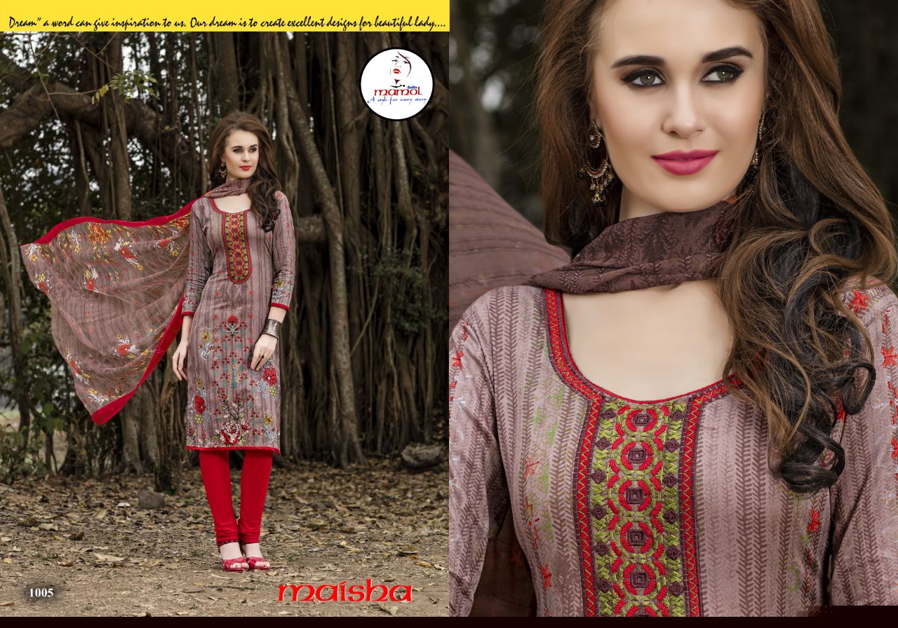 Maisha By Mamol Suits 1001 To 1012 Series Beautiful Stylish Fancy Colorful Casual Wear & Ethnic Wear Collection Pure Cambric Cotton Print Digital Embroidered Dresses At Wholesale Price
