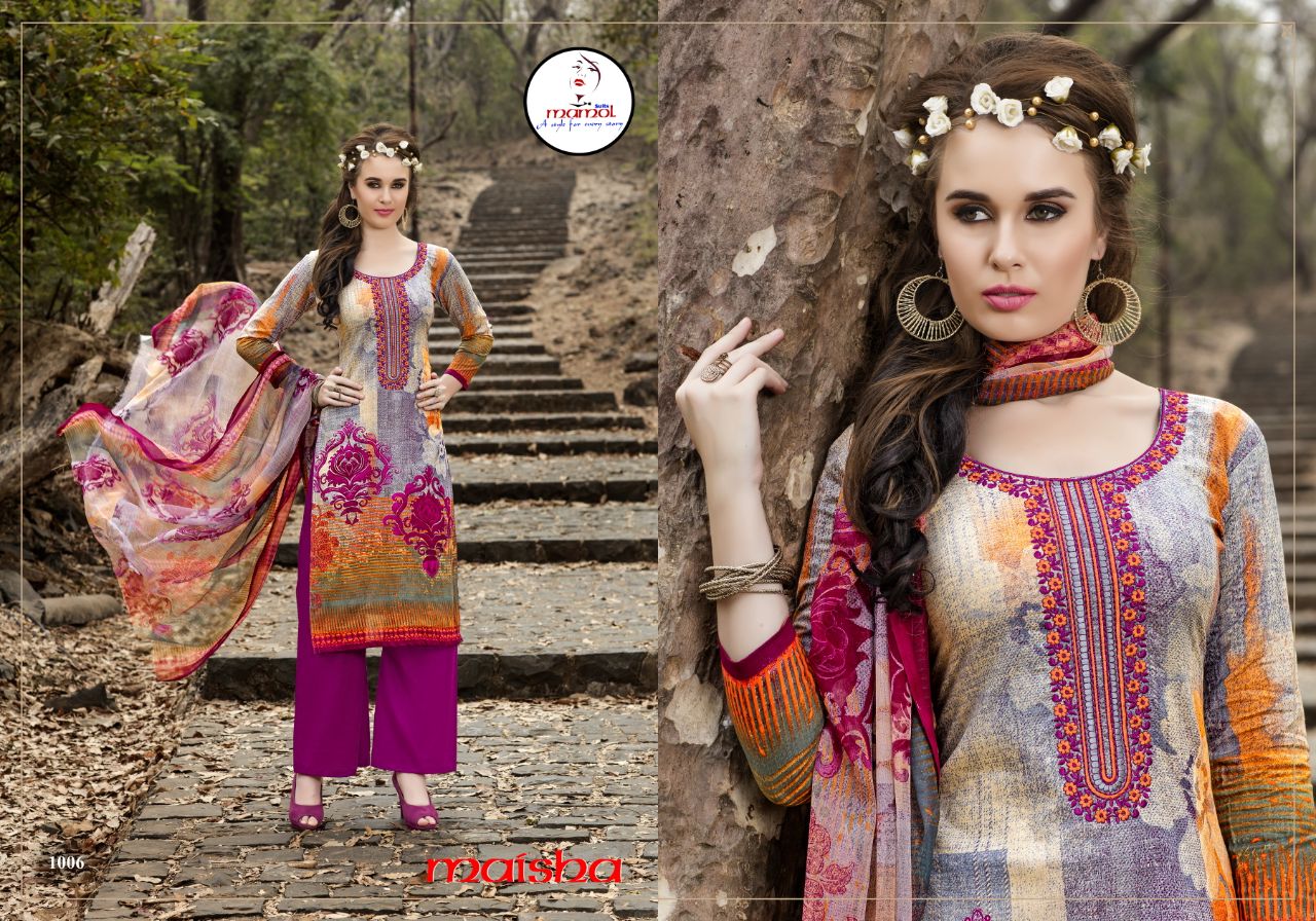 Maisha By Mamol Suits 1001 To 1012 Series Beautiful Stylish Fancy Colorful Casual Wear & Ethnic Wear Collection Pure Cambric Cotton Print Digital Embroidered Dresses At Wholesale Price