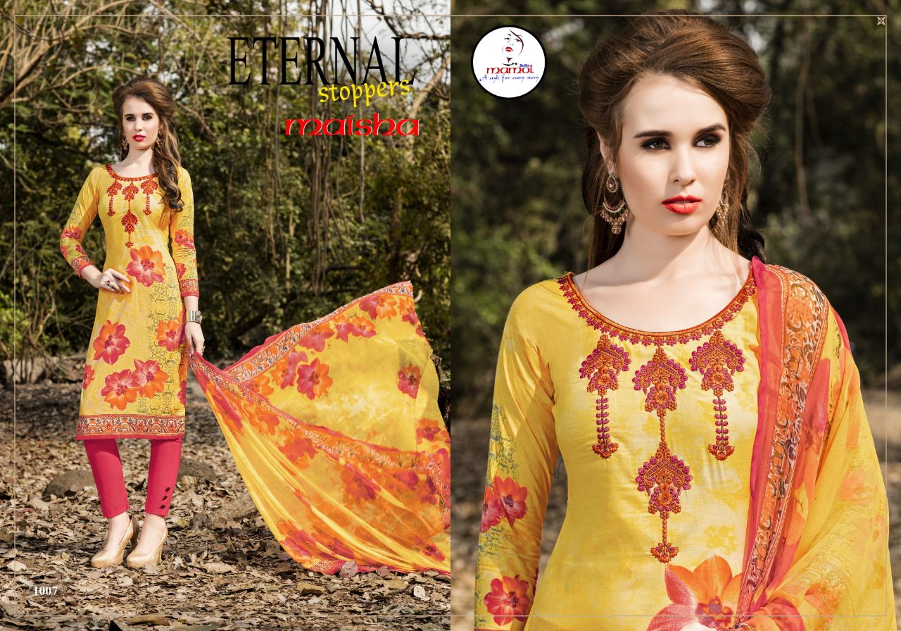 Maisha By Mamol Suits 1001 To 1012 Series Beautiful Stylish Fancy Colorful Casual Wear & Ethnic Wear Collection Pure Cambric Cotton Print Digital Embroidered Dresses At Wholesale Price