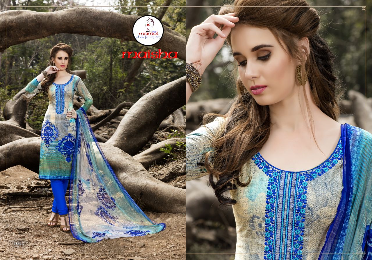 Maisha By Mamol Suits 1001 To 1012 Series Beautiful Stylish Fancy Colorful Casual Wear & Ethnic Wear Collection Pure Cambric Cotton Print Digital Embroidered Dresses At Wholesale Price