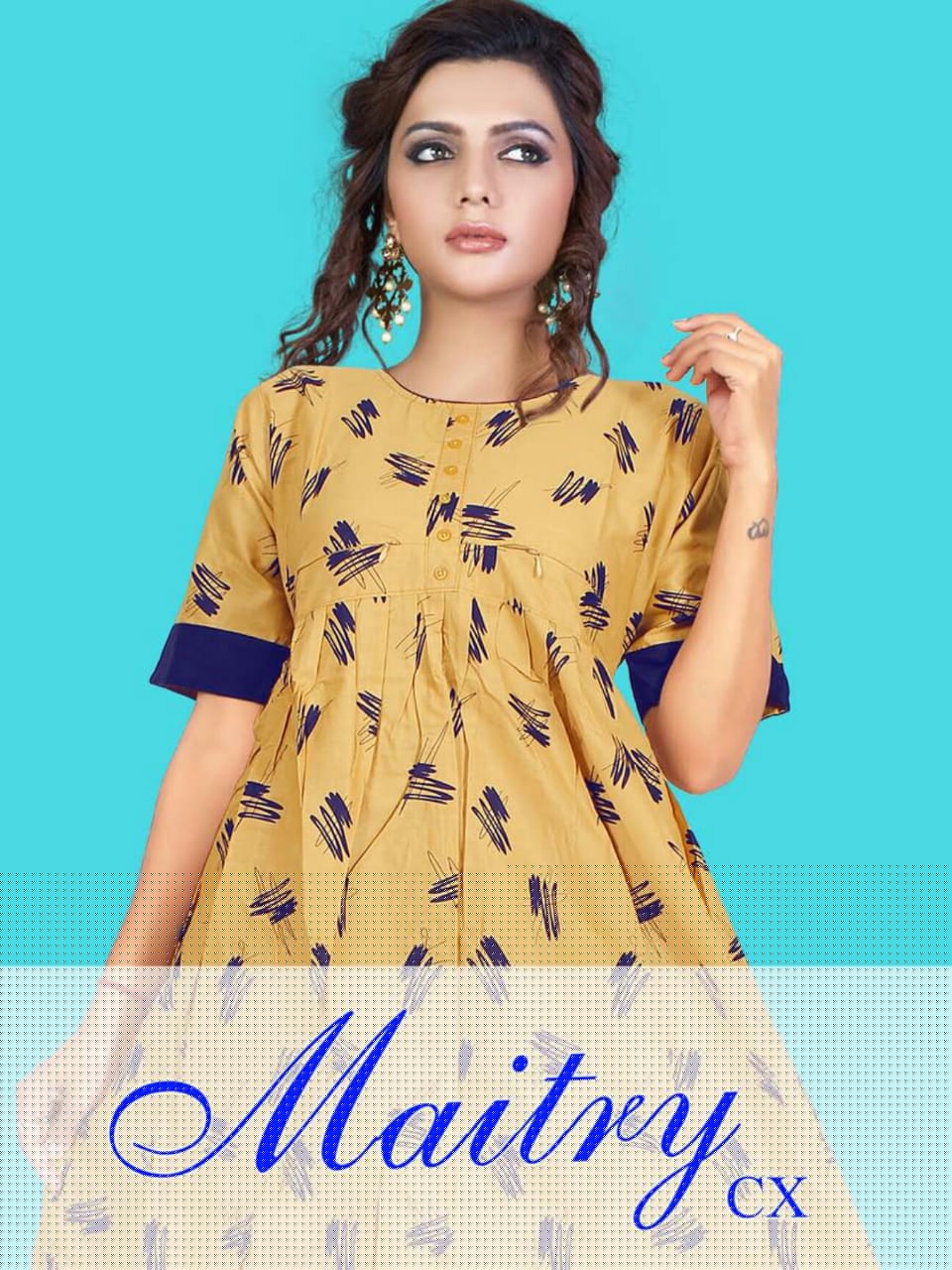 Maitry Cx By Princess 101 To 112 Series Beautiful Colorful Stylish Fancy Casual Wear & Ethnic Wear & Ready To Wear Cotton Denim Kurtis At Wholesale Price