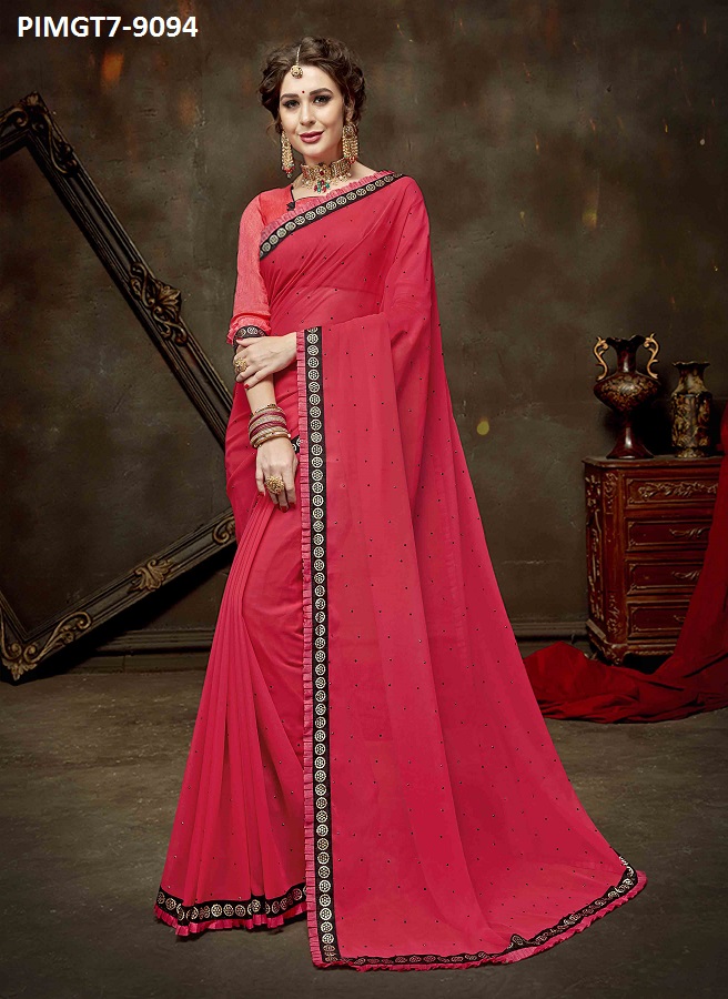 Majestic Vol-7 By Pikasho 9094 To 9106 Series Indian Traditional Wear Collection Beautiful Stylish Fancy Colorful Party Wear & Occasional Wear Georgette Embroidered Sarees At Wholesale Price