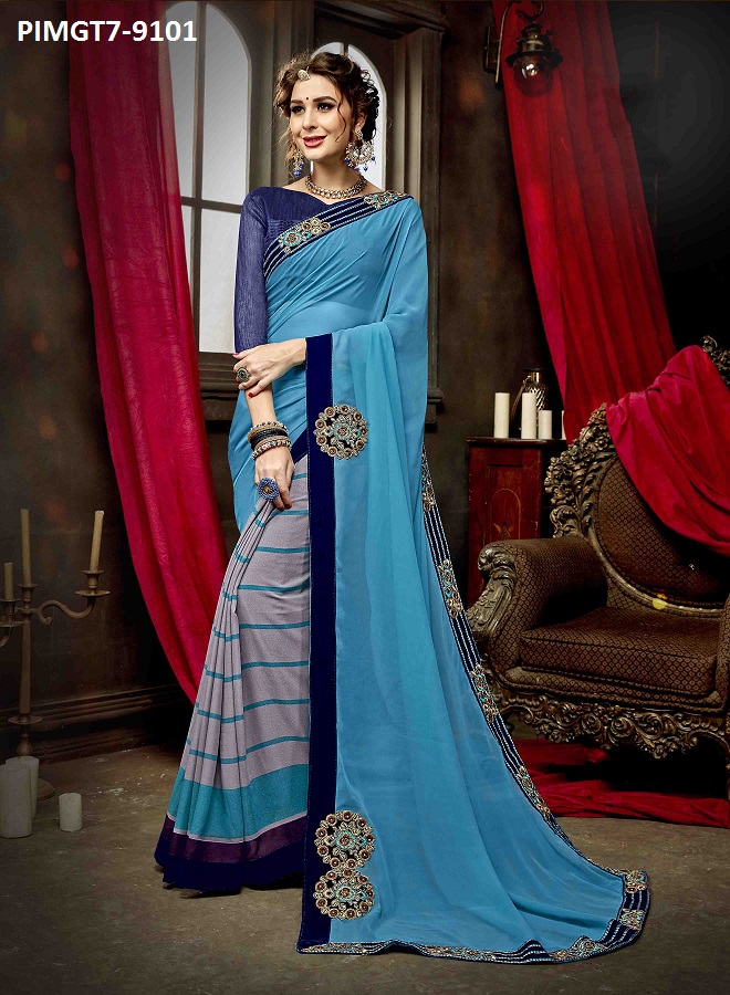 Majestic Vol-7 By Pikasho 9094 To 9106 Series Indian Traditional Wear Collection Beautiful Stylish Fancy Colorful Party Wear & Occasional Wear Georgette Embroidered Sarees At Wholesale Price