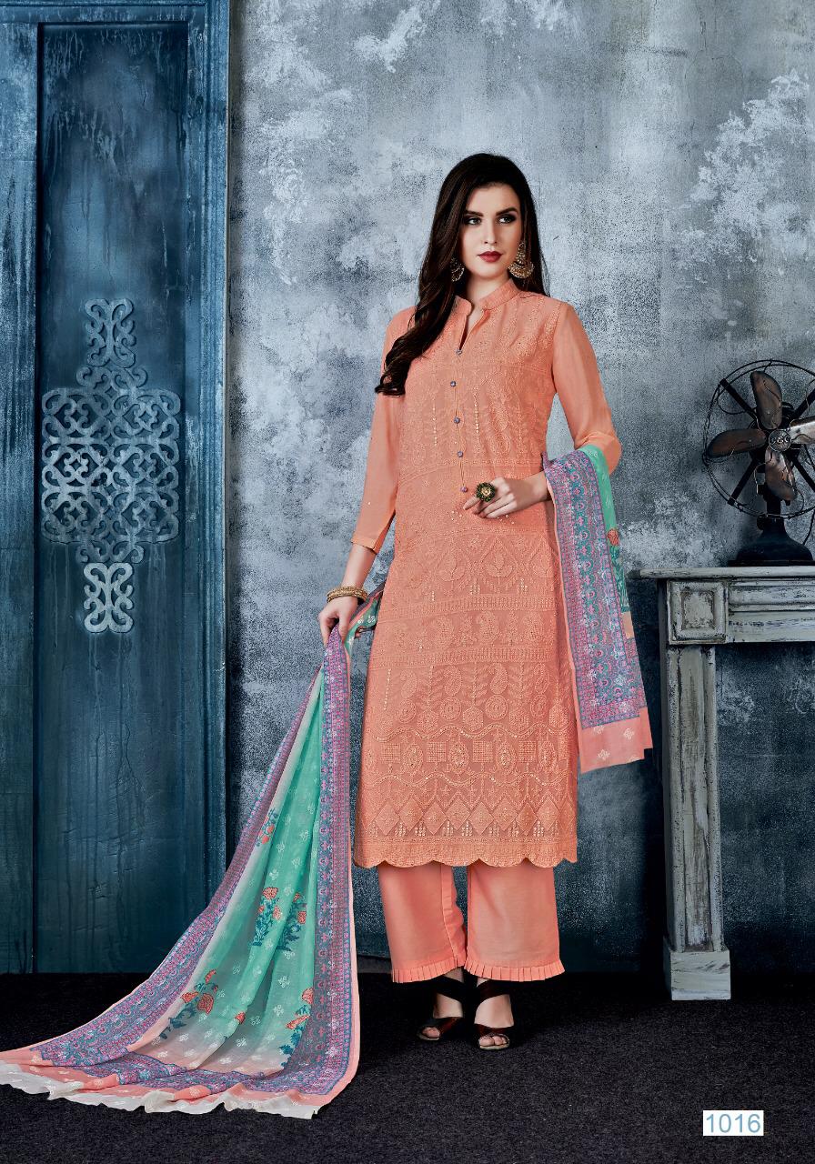 Majesty By Sanjh 1016 To 1020 Series Beautiful Colorful Fancy Stylish Casual Wear & Ethnic Wear Viscose Bemberg Georgette With Hand Work Dresses At Wholesale Price