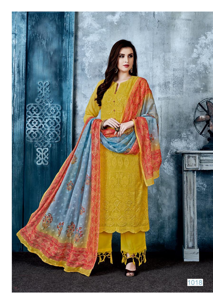 Majesty By Sanjh 1016 To 1020 Series Beautiful Colorful Fancy Stylish Casual Wear & Ethnic Wear Viscose Bemberg Georgette With Hand Work Dresses At Wholesale Price