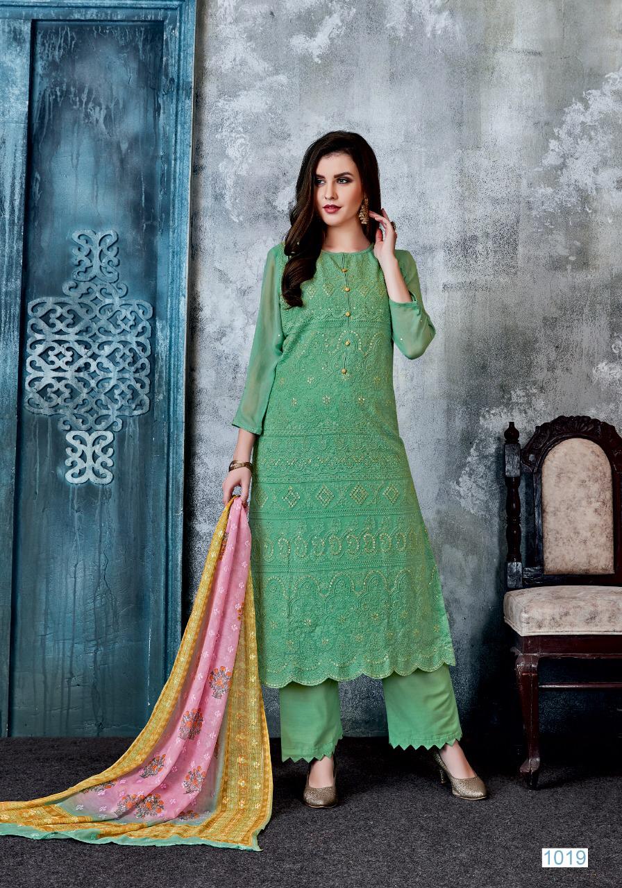 Majesty By Sanjh 1016 To 1020 Series Beautiful Colorful Fancy Stylish Casual Wear & Ethnic Wear Viscose Bemberg Georgette With Hand Work Dresses At Wholesale Price