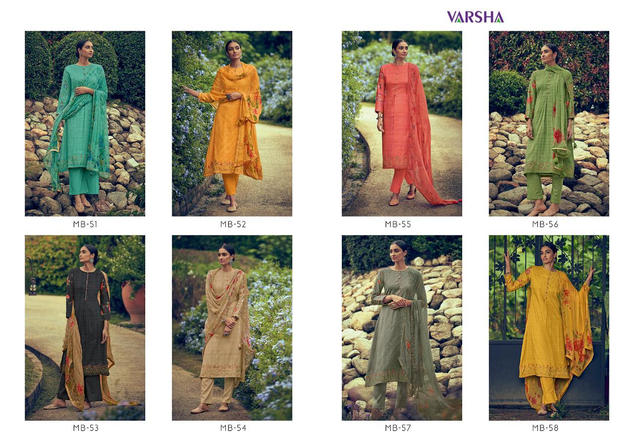 Malabar Vol-2 By Varsha Fashions Mb-51 To Mb-58 Series Beautiful Suits Collection Colorful Stylish Fancy Casual Wear & Ethnic Wear Cotton Print With Embroidered Dresses At Wholesale Price