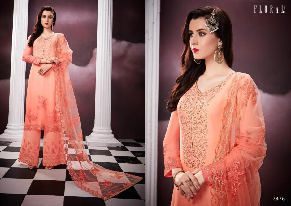 Malika Vol-2 By Jinaam Dresses 7475 To 7481 Series Beautiful Stylish Designer Printed And Embroidered Party Wear Occasional Wear Georgette Dresses At Wholesale Price