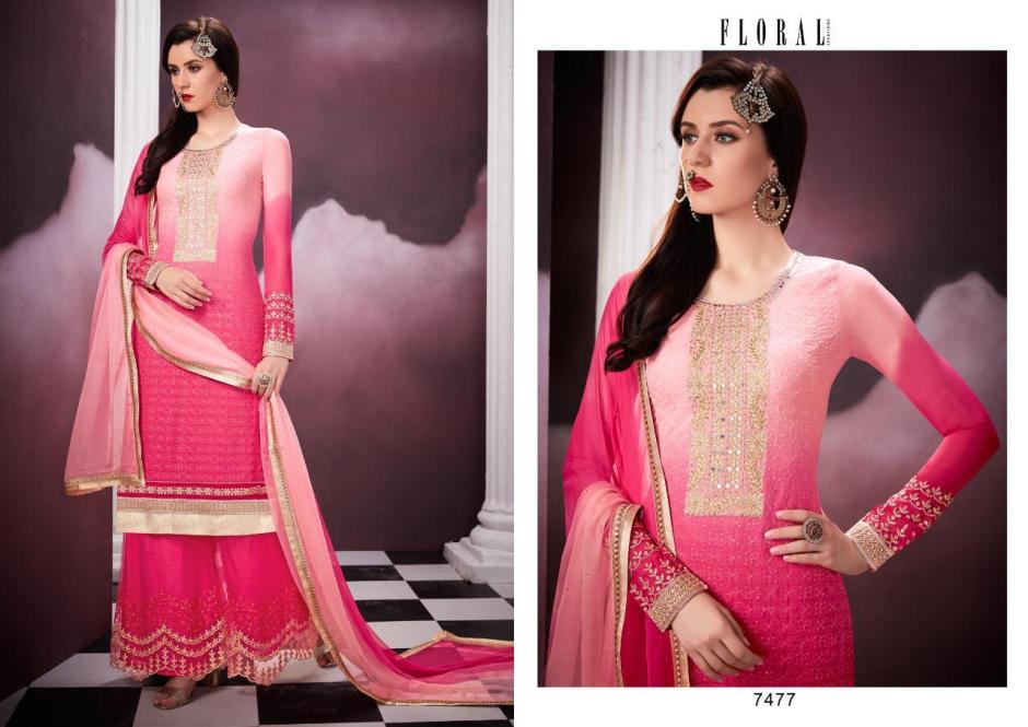 Malika Vol-2 By Jinaam Dresses 7475 To 7481 Series Beautiful Stylish Designer Printed And Embroidered Party Wear Occasional Wear Georgette Dresses At Wholesale Price