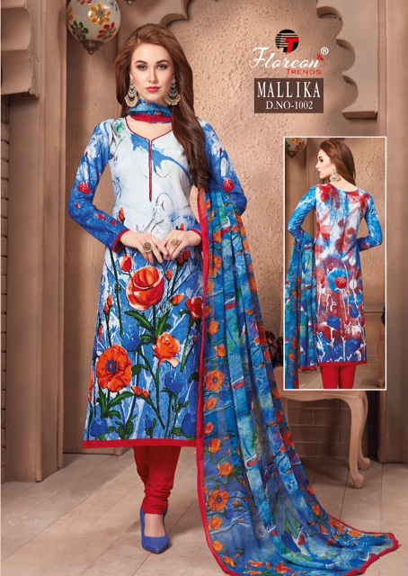 Mallika By Floreon 1001 To 1007 Series Beautiful Stylish Fancy Colorful Casual Wear & Ethnic Wear Cambric Big Panna Dresses At Wholesale Price