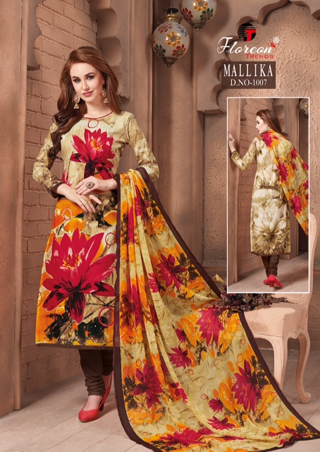 Mallika By Floreon 1001 To 1007 Series Beautiful Stylish Fancy Colorful Casual Wear & Ethnic Wear Cambric Big Panna Dresses At Wholesale Price