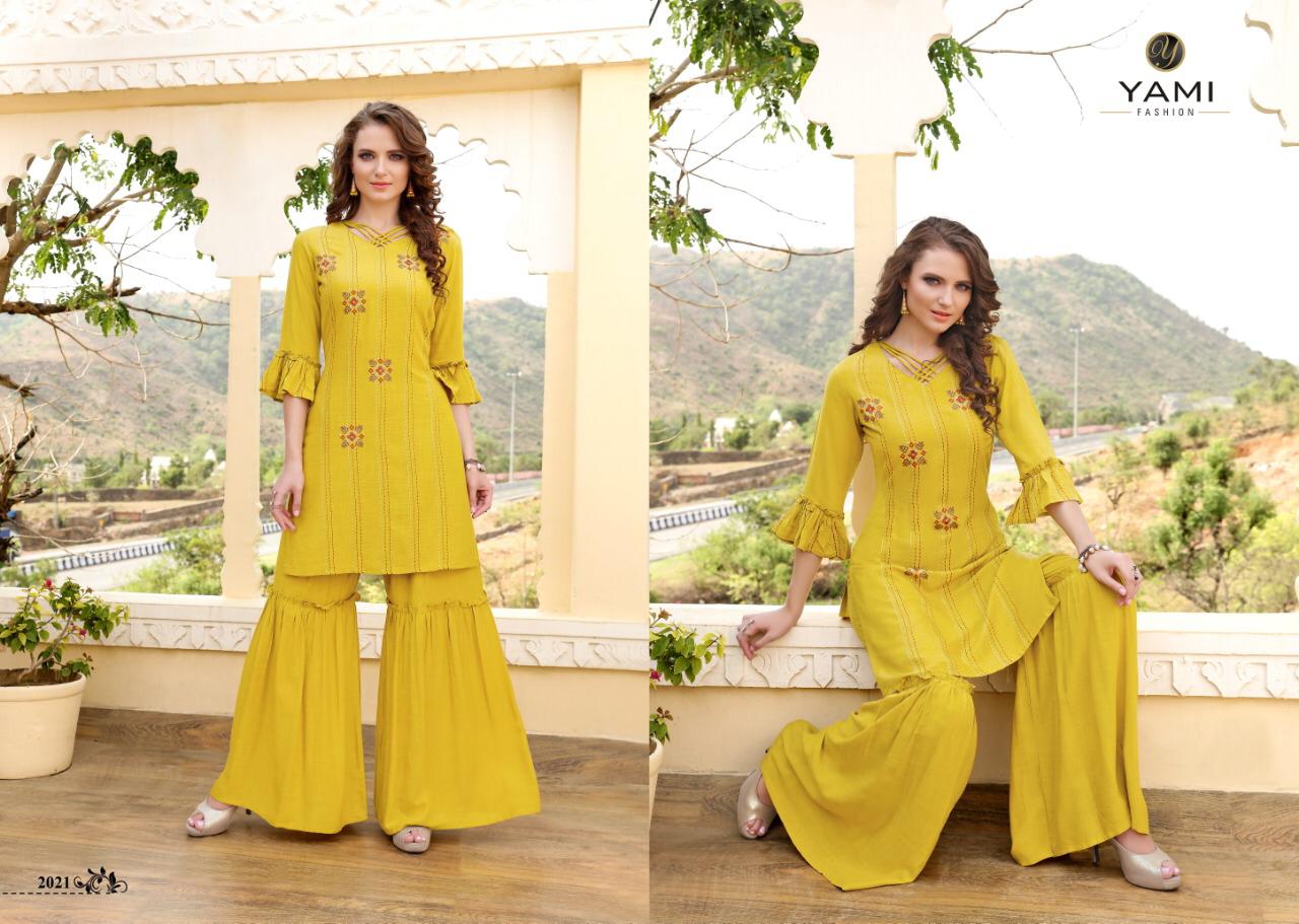 Mallika By Yami Fashion 2021 To 2028 Series Beautiful Suits Stylish Fancy Colorful Party Wear & Ethnic Wear Rayon Embroidery Kurtis At Wholesale Price