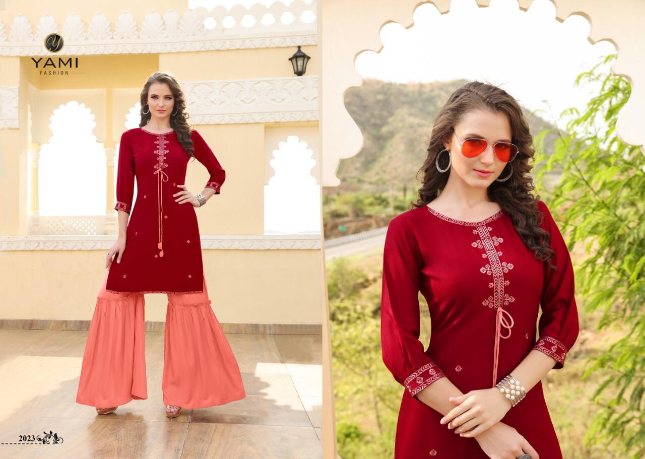 Mallika By Yami Fashion 2021 To 2028 Series Beautiful Suits Stylish Fancy Colorful Party Wear & Ethnic Wear Rayon Embroidery Kurtis At Wholesale Price