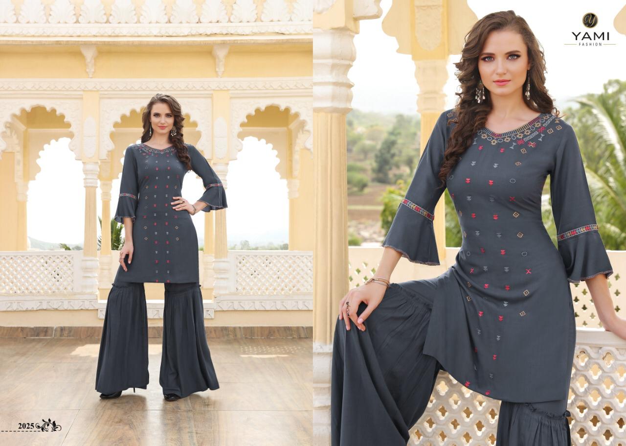 Mallika By Yami Fashion 2021 To 2028 Series Beautiful Suits Stylish Fancy Colorful Party Wear & Ethnic Wear Rayon Embroidery Kurtis At Wholesale Price