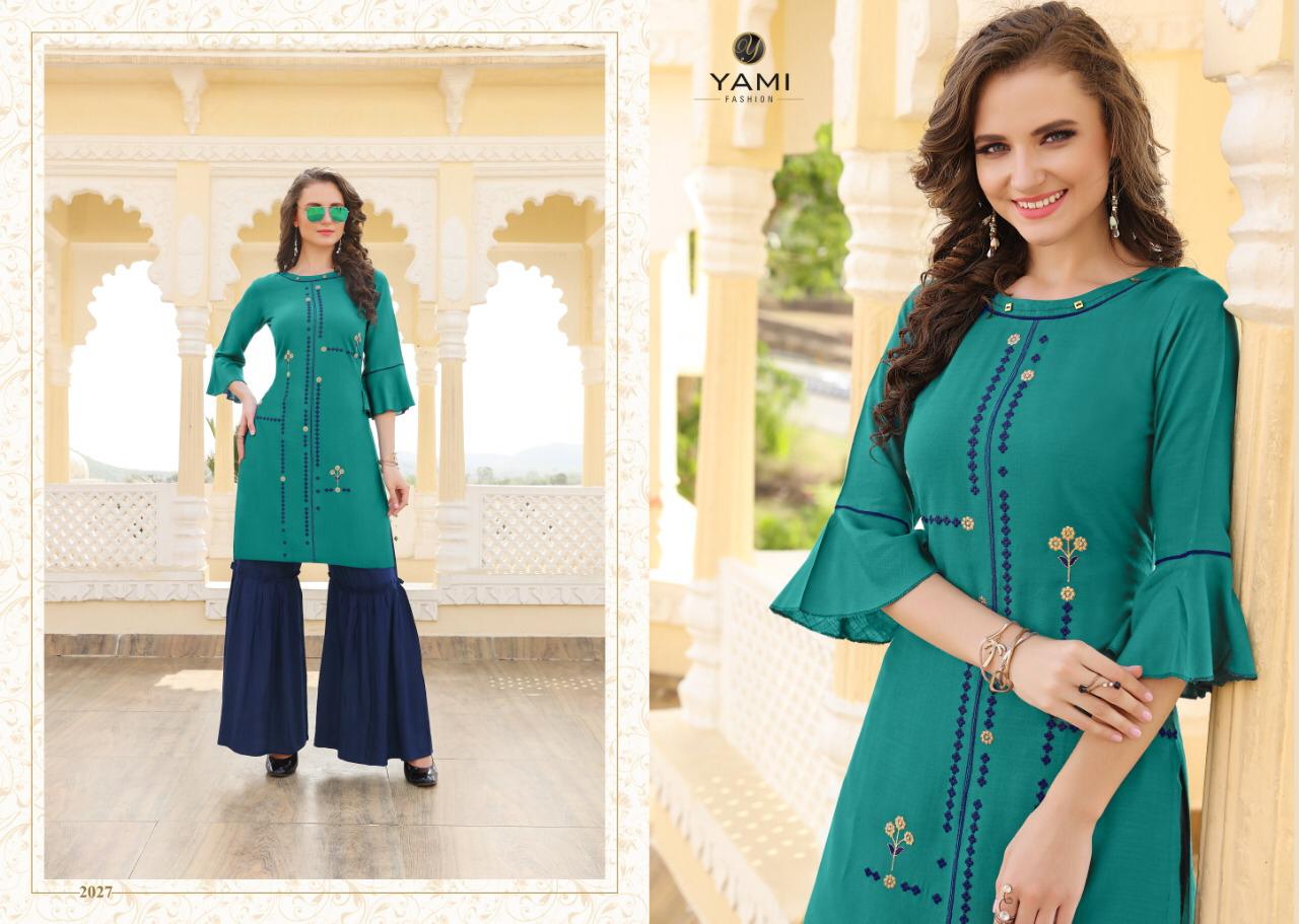 Mallika By Yami Fashion 2021 To 2028 Series Beautiful Suits Stylish Fancy Colorful Party Wear & Ethnic Wear Rayon Embroidery Kurtis At Wholesale Price