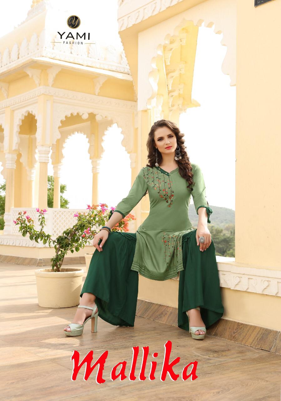 Mallika By Yami Fashion 2021 To 2028 Series Beautiful Suits Stylish Fancy Colorful Party Wear & Ethnic Wear Rayon Embroidery Kurtis At Wholesale Price