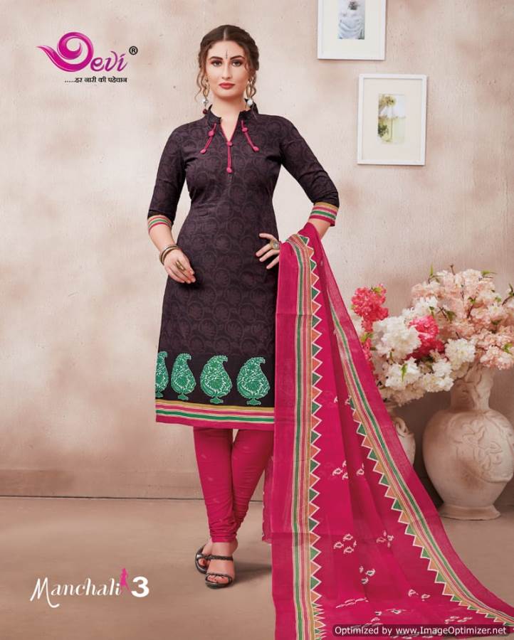 Manchali Vol-3 By Devi 3001 To 3012 Series Indian Traditional Wear Collection Beautiful Stylish Fancy Colorful Party Wear & Occasional Wear Cotton Printed Dress At Wholesale Price