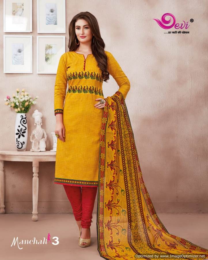 Manchali Vol-3 By Devi 3001 To 3012 Series Indian Traditional Wear Collection Beautiful Stylish Fancy Colorful Party Wear & Occasional Wear Cotton Printed Dress At Wholesale Price