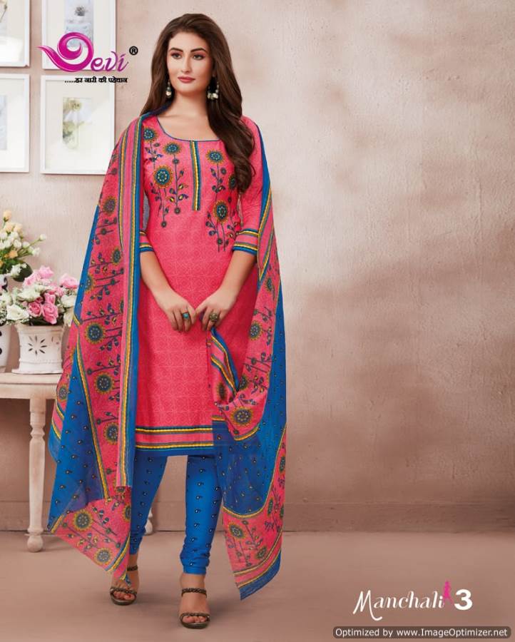 Manchali Vol-3 By Devi 3001 To 3012 Series Indian Traditional Wear Collection Beautiful Stylish Fancy Colorful Party Wear & Occasional Wear Cotton Printed Dress At Wholesale Price