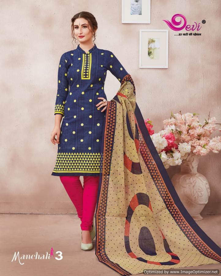Manchali Vol-3 By Devi 3001 To 3012 Series Indian Traditional Wear Collection Beautiful Stylish Fancy Colorful Party Wear & Occasional Wear Cotton Printed Dress At Wholesale Price