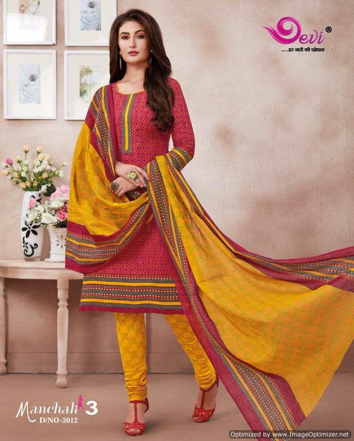 Manchali Vol-3 By Devi 3001 To 3012 Series Indian Traditional Wear Collection Beautiful Stylish Fancy Colorful Party Wear & Occasional Wear Cotton Printed Dress At Wholesale Price