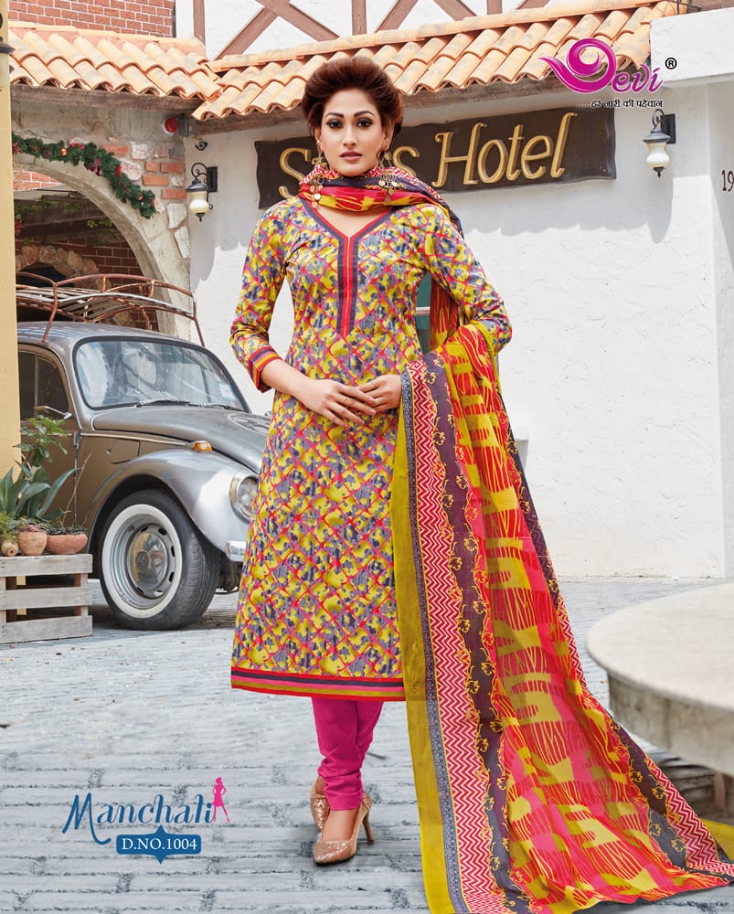 Manchali By Devi 1001 To 1012 Series Series Beautiful Stylish Fancy Colorful Casual Wear & Ethnic Wear Cotton Printed Dresses At Wholesale Price