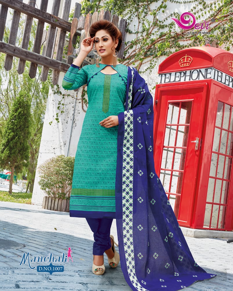 Manchali By Devi 1001 To 1012 Series Series Beautiful Stylish Fancy Colorful Casual Wear & Ethnic Wear Cotton Printed Dresses At Wholesale Price