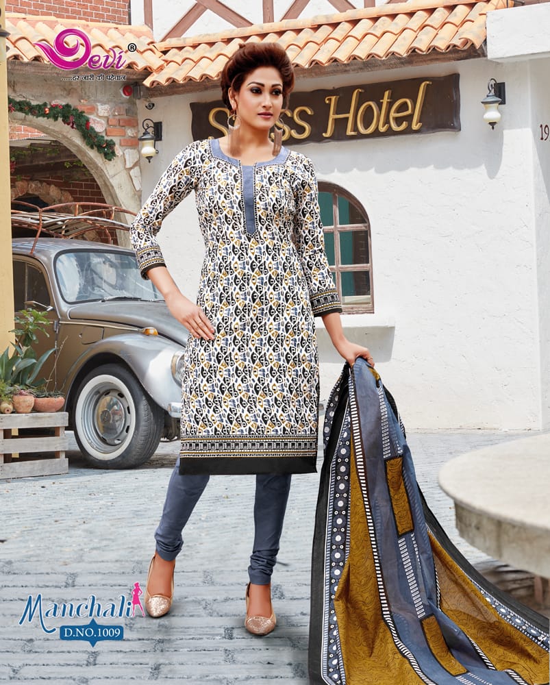 Manchali By Devi 1001 To 1012 Series Series Beautiful Stylish Fancy Colorful Casual Wear & Ethnic Wear Cotton Printed Dresses At Wholesale Price