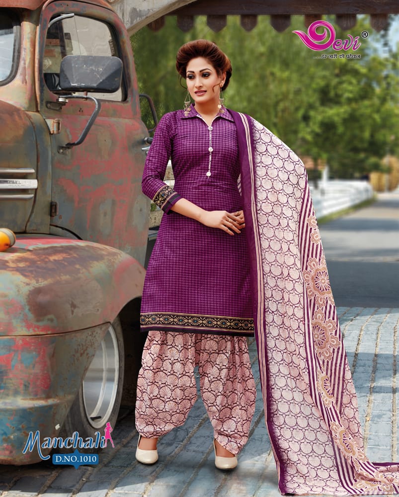 Manchali By Devi 1001 To 1012 Series Series Beautiful Stylish Fancy Colorful Casual Wear & Ethnic Wear Cotton Printed Dresses At Wholesale Price