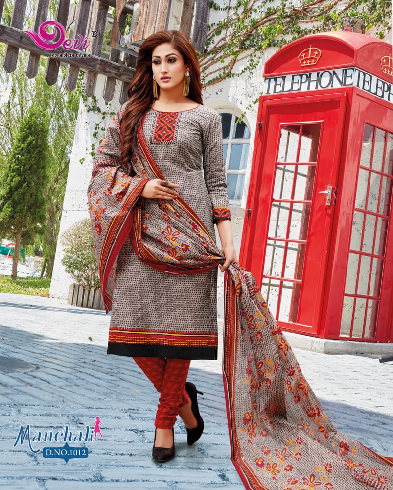 Manchali By Devi 1001 To 1012 Series Series Beautiful Stylish Fancy Colorful Casual Wear & Ethnic Wear Cotton Printed Dresses At Wholesale Price