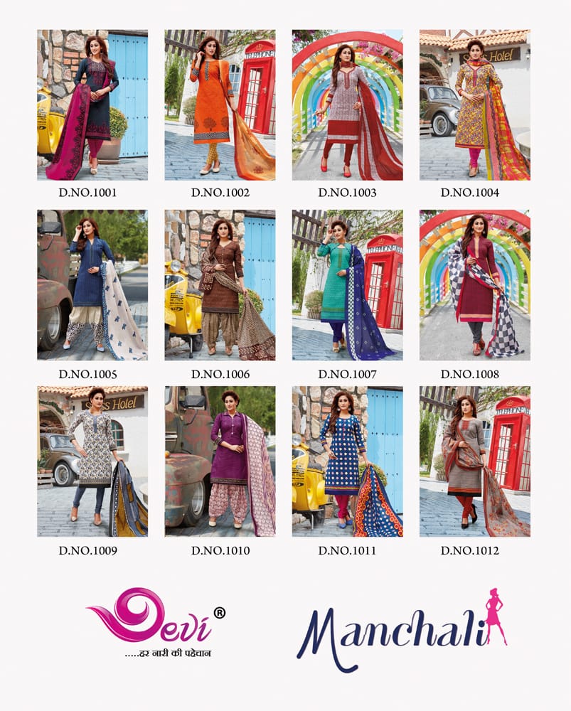 Manchali By Devi 1001 To 1012 Series Series Beautiful Stylish Fancy Colorful Casual Wear & Ethnic Wear Cotton Printed Dresses At Wholesale Price