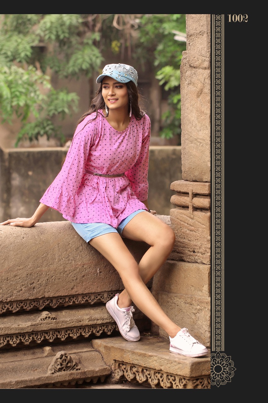 Manchali By Manisha Fashion 1001 To 1010 Series Beautiful Colorful Stylish Fancy Casual Wear & Ethnic Wear & Ready To Wear Rayon Slub Printed Kurtis/ Tops At Wholesale Price