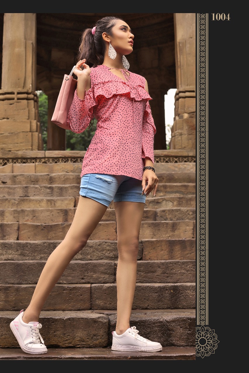 Manchali By Manisha Fashion 1001 To 1010 Series Beautiful Colorful Stylish Fancy Casual Wear & Ethnic Wear & Ready To Wear Rayon Slub Printed Kurtis/ Tops At Wholesale Price