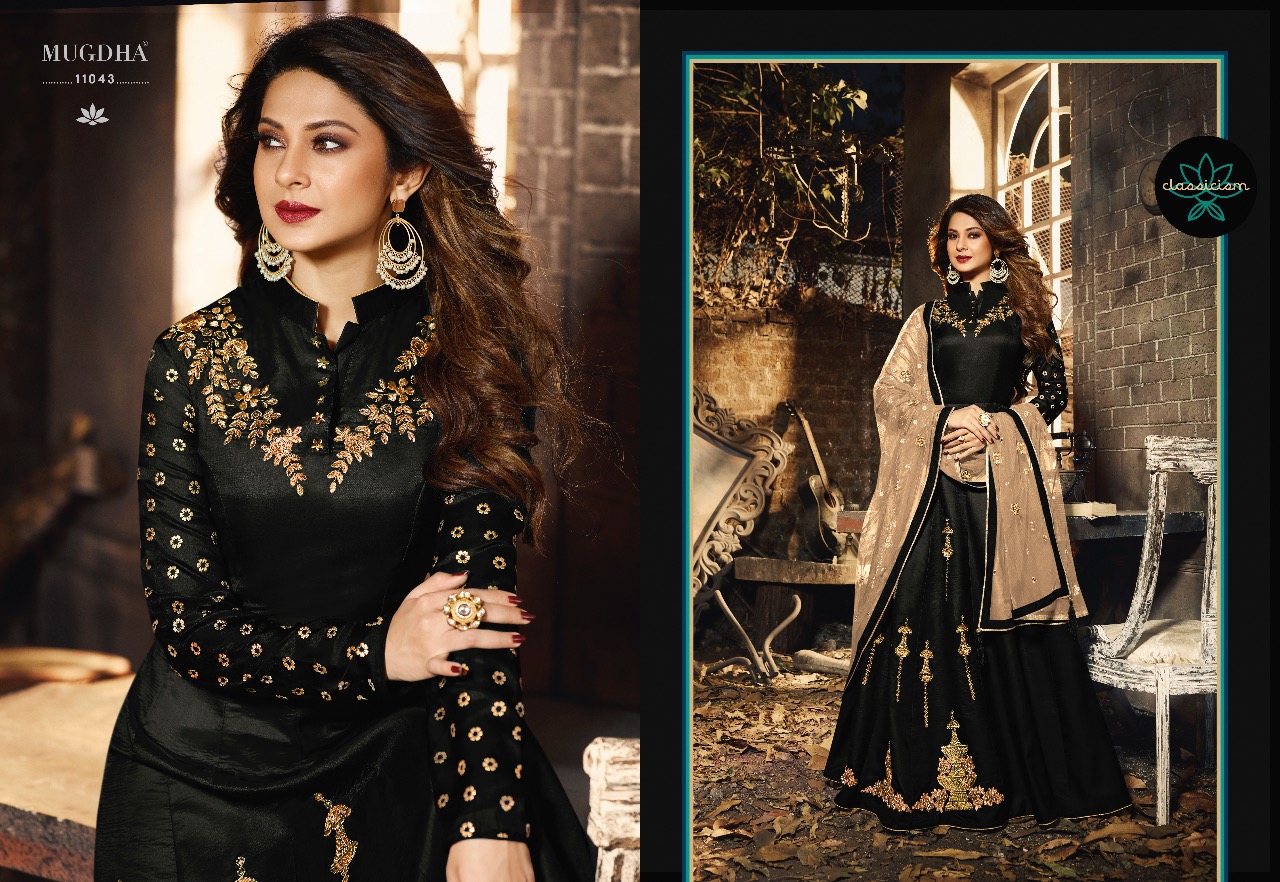 Mandira By Mugdha 11041 To 11044 Series Designer Anarkali Suits Collection Beautiful Stylish Fancy Colorful Party Wear & Occasional Wear Silk Embroidered Dresses At Wholesale Price