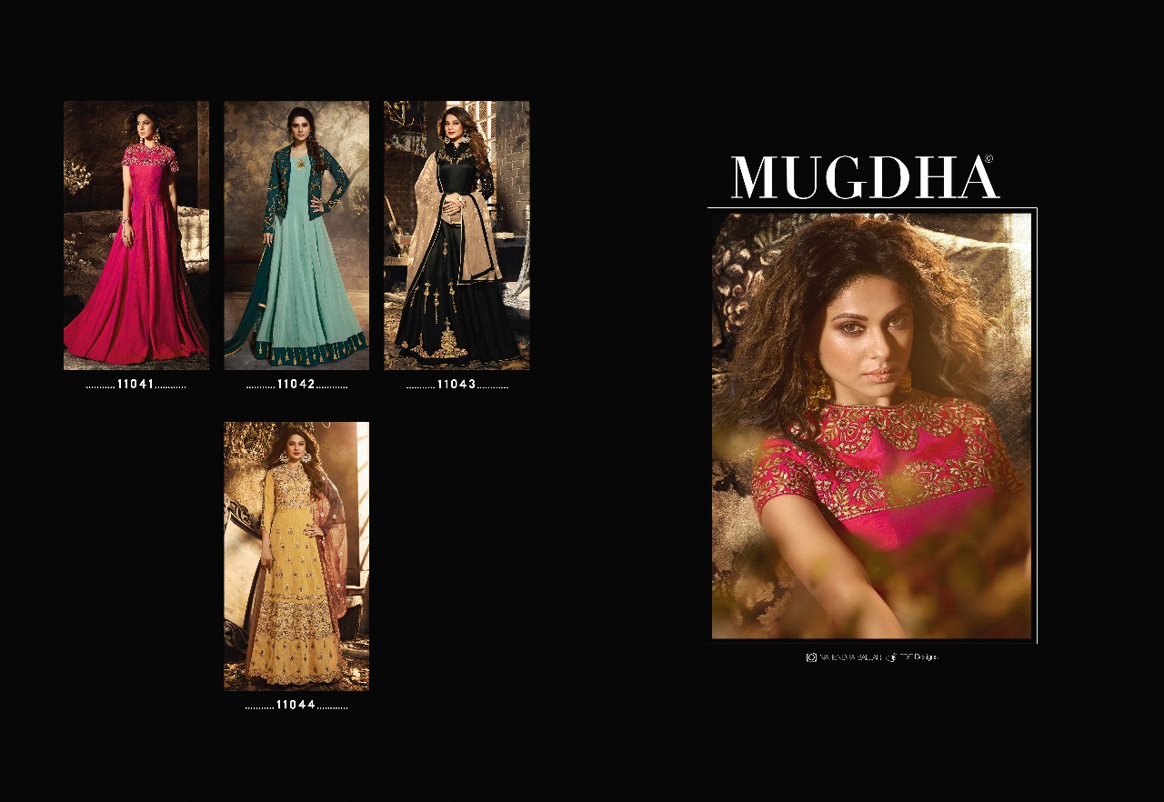 Mandira By Mugdha 11041 To 11044 Series Designer Anarkali Suits Collection Beautiful Stylish Fancy Colorful Party Wear & Occasional Wear Silk Embroidered Dresses At Wholesale Price