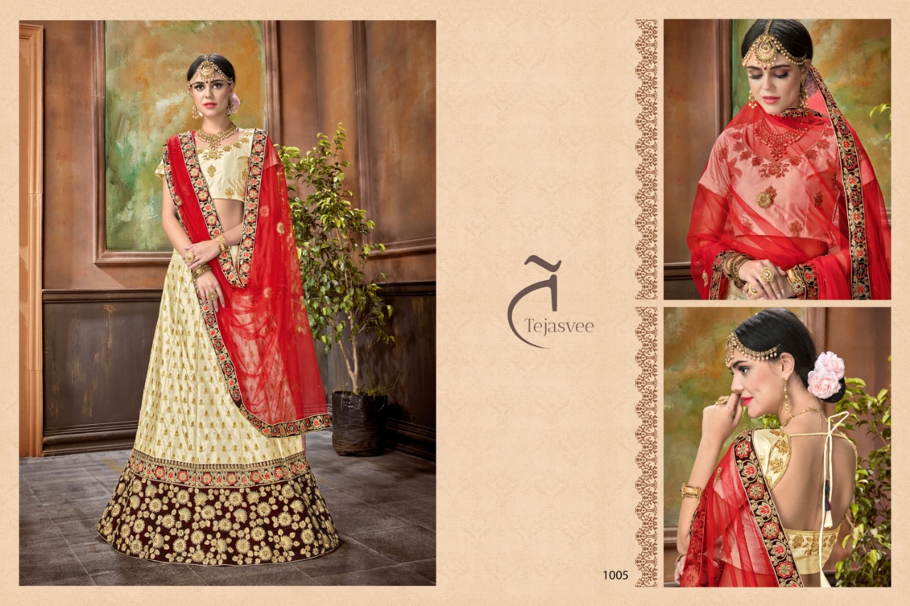 Mangalya By Tejasvee 1001 To 1005 Series Designer Beautiful Wedding Collection Occasional Wear & Party Wear Pure Satin Silk Lehengas At Wholesale Price