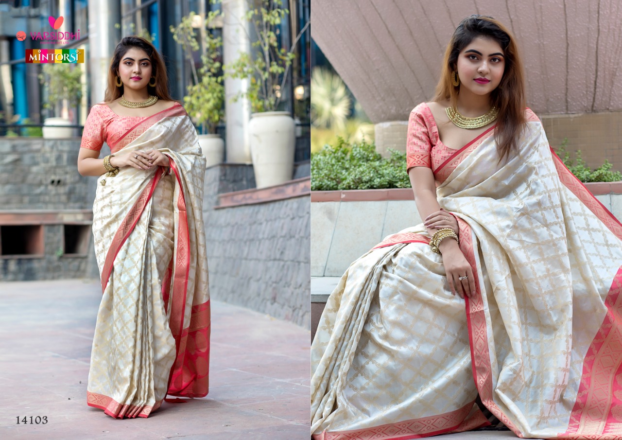 Manikarnika By Varsiddhi Mintorsi 1401 To 1408 Series Indian Traditional Wear Collection Beautiful Stylish Fancy Colorful Party Wear & Occasional Wear Soft Banarasi Silk Weave Sarees At Wholesale Price