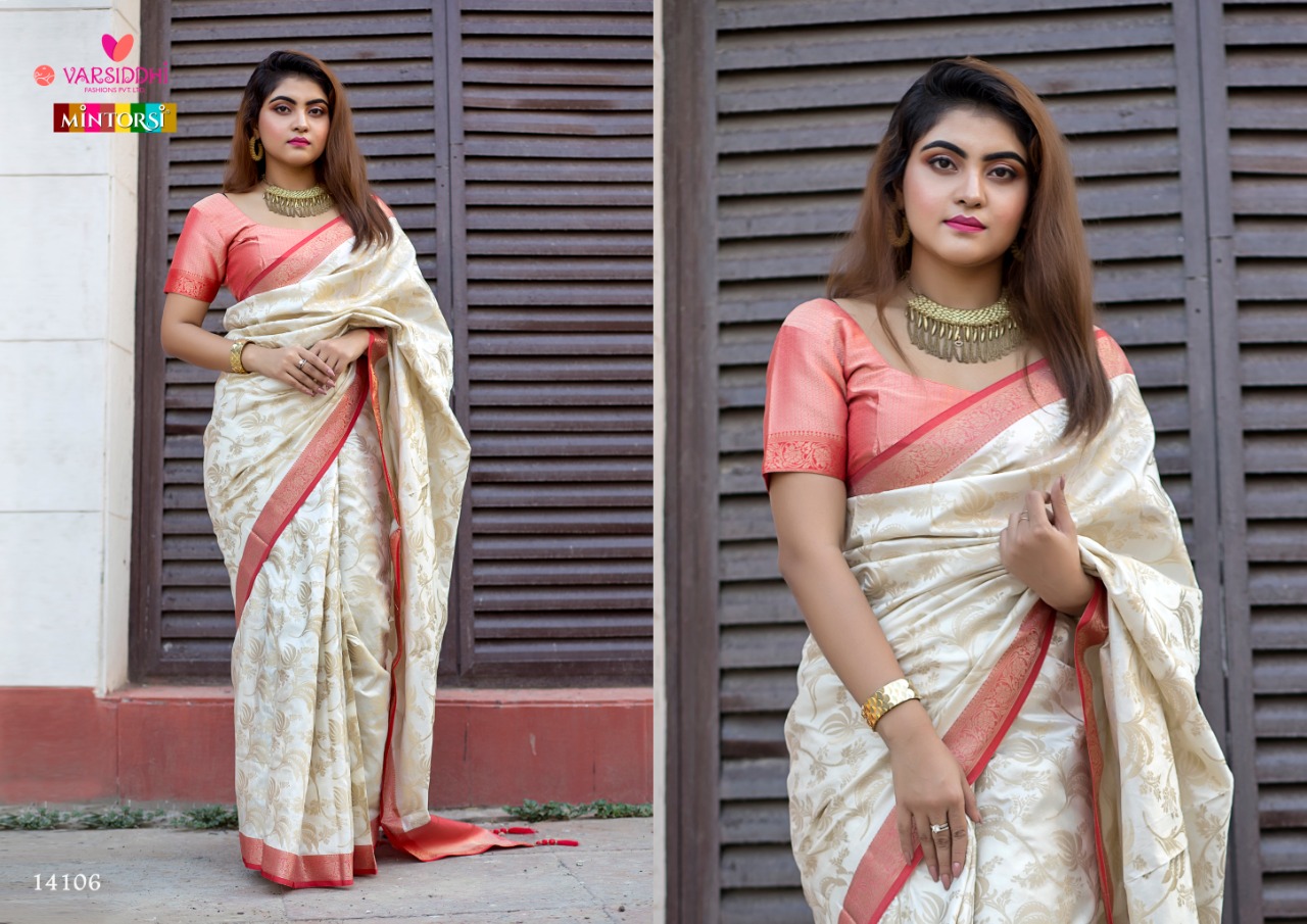Manikarnika By Varsiddhi Mintorsi 1401 To 1408 Series Indian Traditional Wear Collection Beautiful Stylish Fancy Colorful Party Wear & Occasional Wear Soft Banarasi Silk Weave Sarees At Wholesale Price