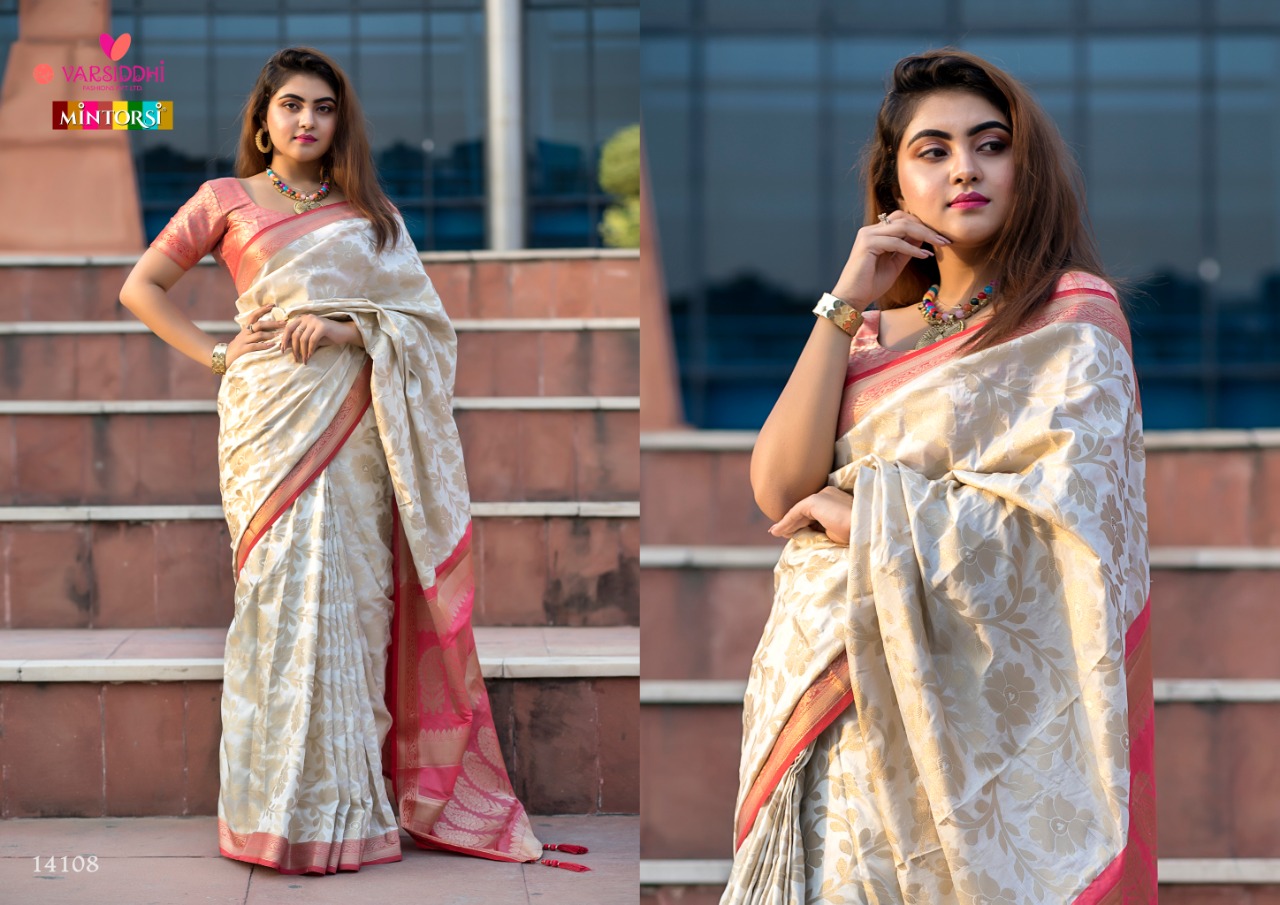 Manikarnika By Varsiddhi Mintorsi 1401 To 1408 Series Indian Traditional Wear Collection Beautiful Stylish Fancy Colorful Party Wear & Occasional Wear Soft Banarasi Silk Weave Sarees At Wholesale Price