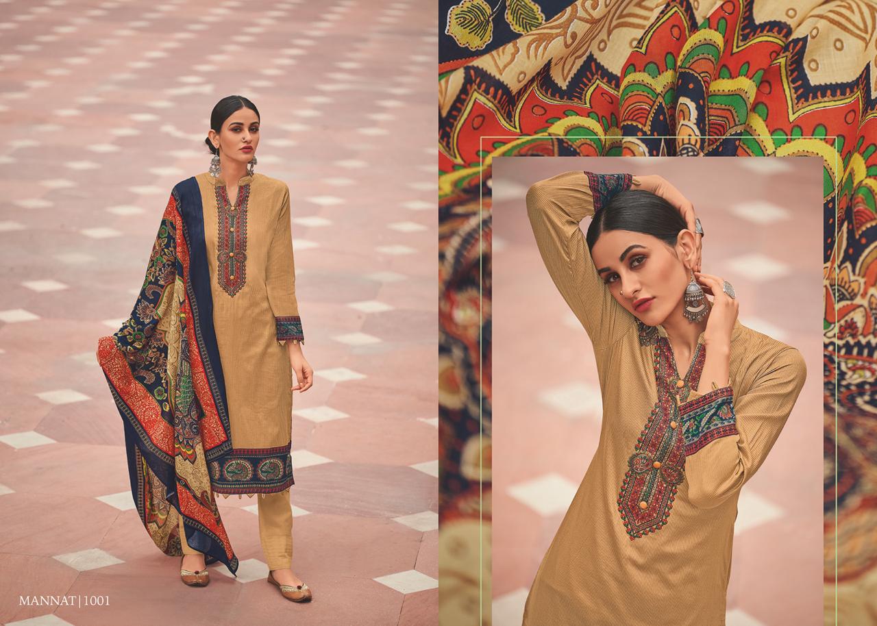 Mannat By House Of Lawn 1001 To 1010 Series Studio Designer Collection Beautiful Stylish Fancy Colorful Party Wear & Occasional Wear Pure Jam Satin Digital Printed With Embroidery With Embroidery Dresses At Wholesale Price
