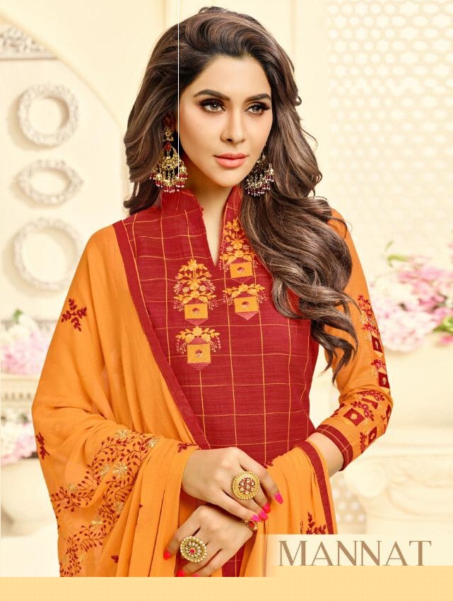 Mannat By Raghav Royals 14001 To 14012 Series Designer Suits Beautiful Stylish Fancy Colorful Party Wear & Occasional Wear South Silk Chekcs With Fancy Work Embroidery Dresses At Wholesale Price