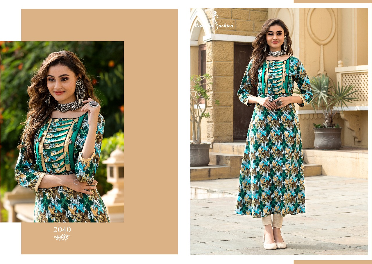 Mantra Vol-2 By Manisha Fashion 2031 To 2040 Series Beautiful Stylish Colorful Fancy Party Wear & Ethnic Wear & Ready To Wear Rayon Printed Kurtis At Wholesale Price