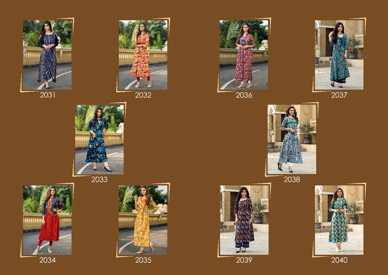 Mantra Vol-2 By Manisha Fashion 2031 To 2040 Series Beautiful Stylish Colorful Fancy Party Wear & Ethnic Wear & Ready To Wear Rayon Printed Kurtis At Wholesale Price